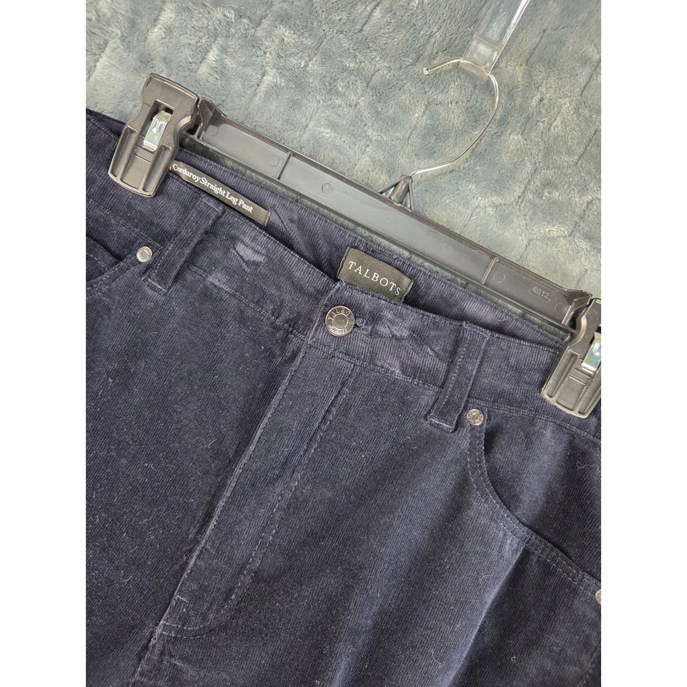 Talbots Navy Blue Corduroy Straight Leg Pants Womens 5 Pocket Stretch Trousers
